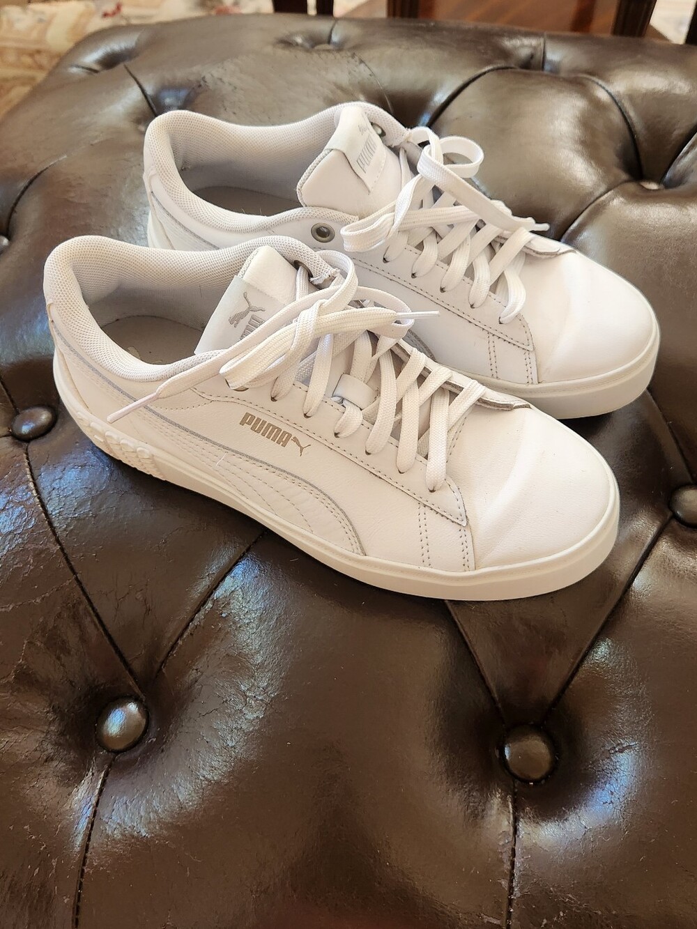 Puma White Low-Top Leather Sneakers
